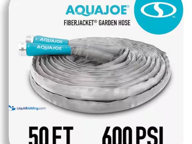 Lot 49-1570003 - AQUA JOE 1/2 in. Dia. x 50 ft. Xtreme Fiber jacket Garden Hose, Metal Fittings, Model # AJFJH50-PRX,...