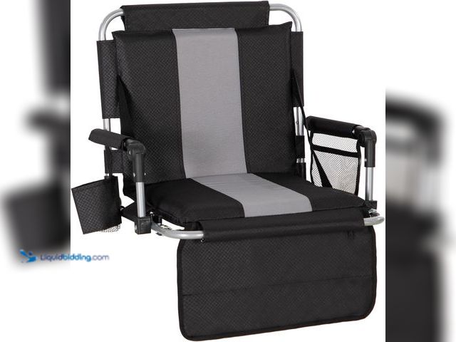 Lot 49-5450240 - LET'S CAMP Folding Stadium Seat Bleacher Chair with Cup Holder, Mesh Bag and Hide Hooks, Portable St...