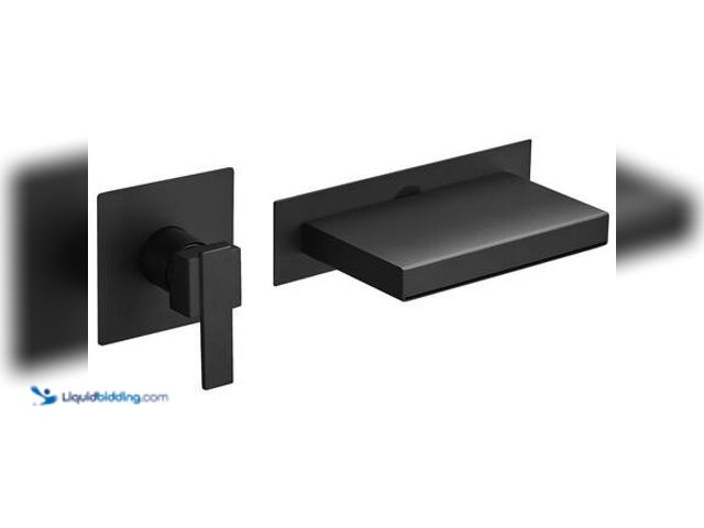 Lot 49-5581627 - Single Handle Wall Mount Sink Faucet, Matte Black Waterfall Spout Bathroom Bathtub Faucet Rough in V...