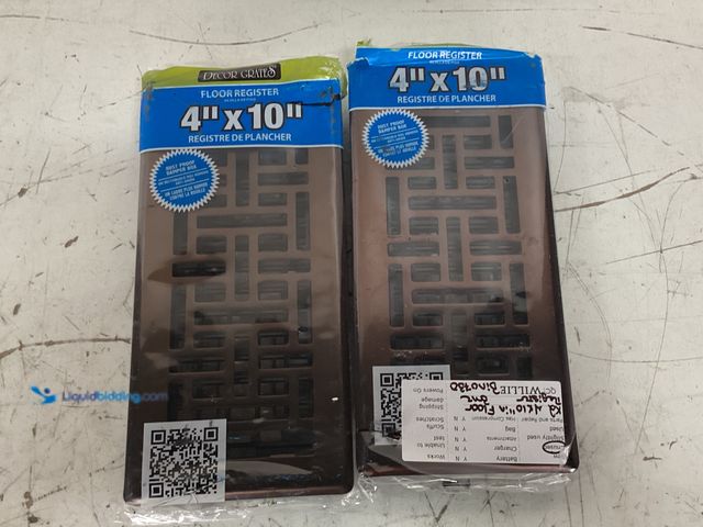 Lot 49-3631319 - Lot Of (2) Decor Grates 4 in. x 10 in. Steel Floor Register, Oil-Rubbed Bronze, Model: AJH410-RB, Un...