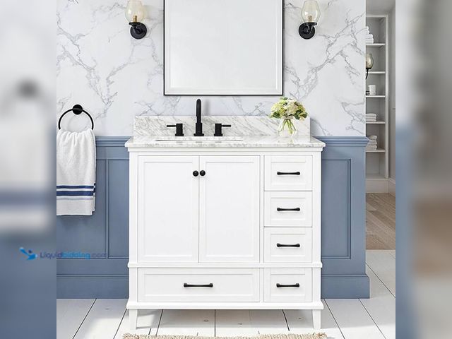 Lot 49-5406284 - Home Decorators Collection Merryfield 37 in. Single Sink White Bath Vanity with White Carrara Marble...