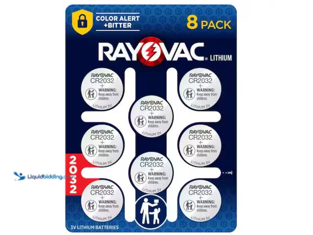 Lot 49-1628284 - Lot of (9) Rayovac 2032 Lithium Coin Batteries (8-Pack), Model # KECR2032-8G, Unused  Ref#BIN0716