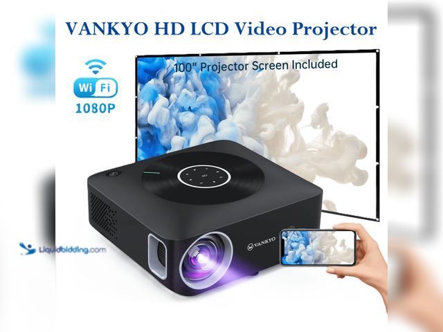 Lot 49-5492839 - VANKYO HD E30WT LCD Video Projector with Wi-Fi Black - NEW - Native 1920x1080 and Contrast ratio of ...