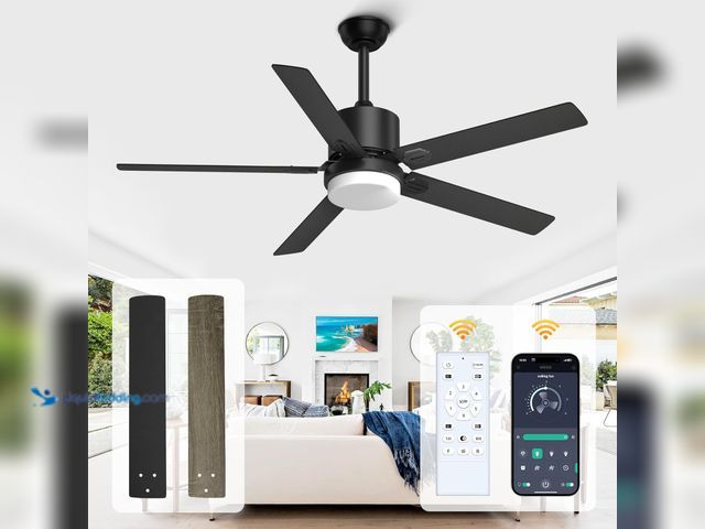 Lot 49-5410283 - Black Ceiling Fans with Lights - Outdoor Ceiling Fan with Remote/APP Control, 52 Inch Modern Ceiling...