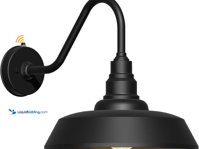 Lot 49-5463710 - 15 Inch Large Outdoor Gooseneck Barn Light, Dusk to Dawn Barn Light Waterproof and Rustproof Exterio...