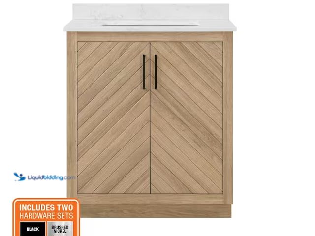 Lot 49-5545399 - Glacier Bay
Huckleberry 30 in. Single Sink Freestanding Weathered Tan Bath Vanity with White Engine...