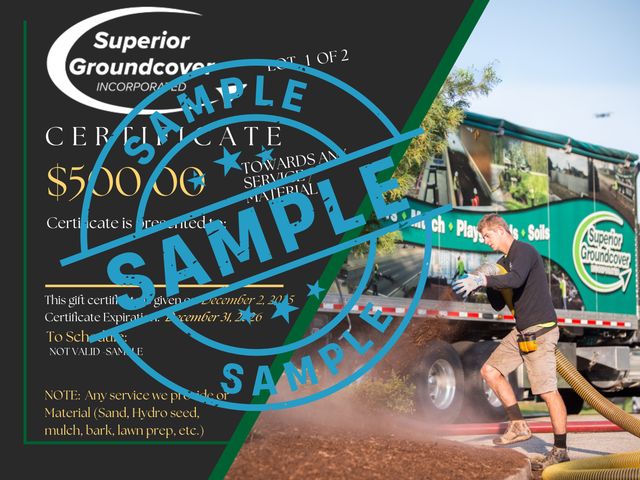 Lot 499-66 - Lot 1 of 2 - Superior Groundcover inc. has donated $500 certificate toward any service or material t...