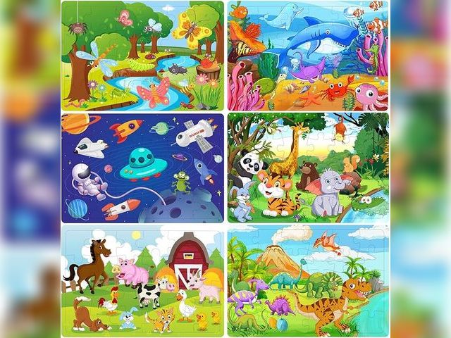 Lot 499-420 - 6 Wooden jigsaw puzzles. Retail $13.99.