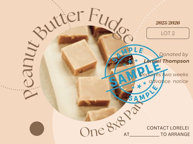 Lot 499-22 - Peanut Butter Fudge. One 8x8 Pan. Requires 2 weeks advance notice. Lot 2.