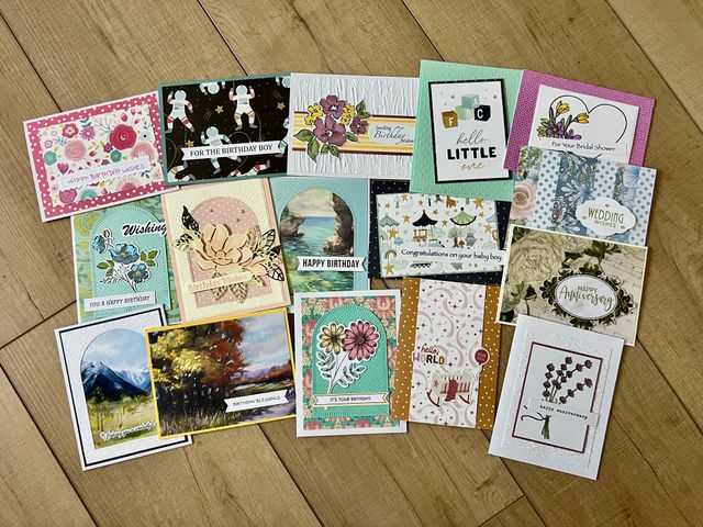 Lot 499-223 - 16 handmade Well Wishes cards with sentiments inside.  Grab this assortment of birthday, baby, weddi...