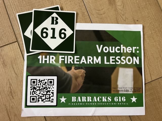 Lot 499-207 - Barracks 616.  

Attention gun enthusiasts! Barracks 616 is offering a complimentary 1-hour firearm ...