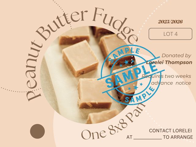 Lot 499-24 - Peanut Butter Fudge. One 8x8 Pan. Requires 2 weeks advance notice. Lot 4