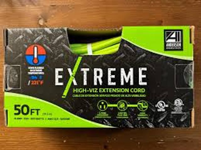 Lot 499-272 - Extreme High-Viz Extension Cord- 50 ft
3 wire grounded, lighted plug end, high visibility
Anderson I...