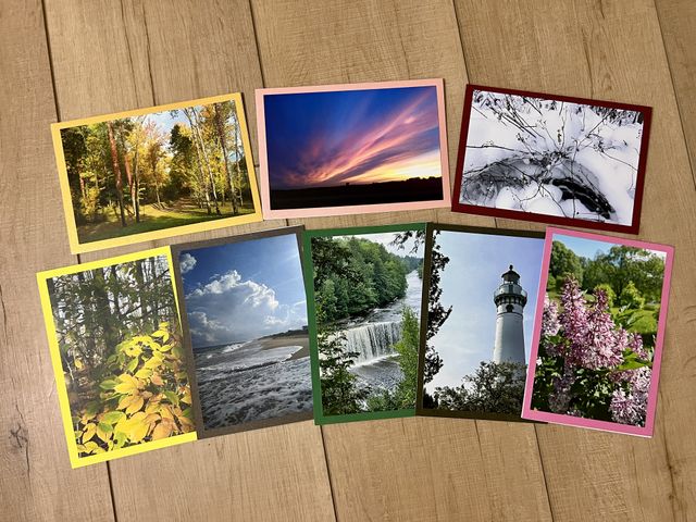 Lot 499-229 - Set of 8 handmade cards with envelopes, complete with beautiful nature scenes. These cards are BLANK...