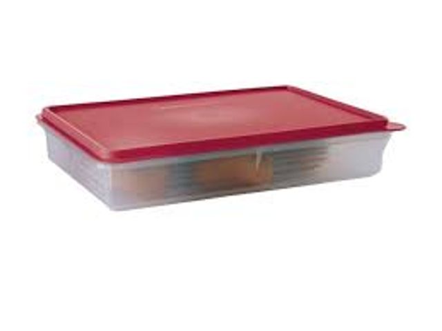 Lot 499-222 - Tupperware -9x13 snack-stor cold cut keeper clear with red lid