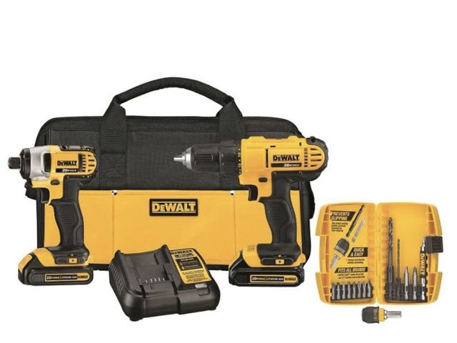 Lot 499-049 - New DEWALT- DRILL/DRIVER / IMPACT DRIVER COMBO 
BONUS • 
DEWALT
15 piece accessory set
