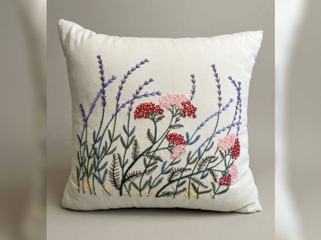 Lot 499-501 - Beautifully Embroidered Throw Pillow by Roseanne Van Solkema This hand-detailed pillow displays exce...