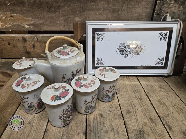 Lot 53-1032 - Vintage Japanese Tea Set, Vintage Electric Buffet Warmer