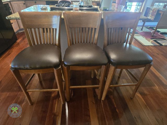 Lot 53-531 - 3 Matching Padded Countertop Height Bar Stools - Height to seat is 25" - All in great condition