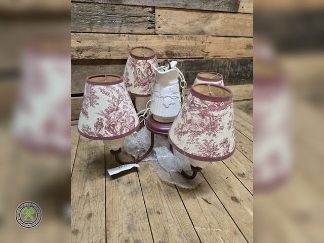 Lot 53-1016 - Household Chandelier Style Light with Japanese inspired lamp shades