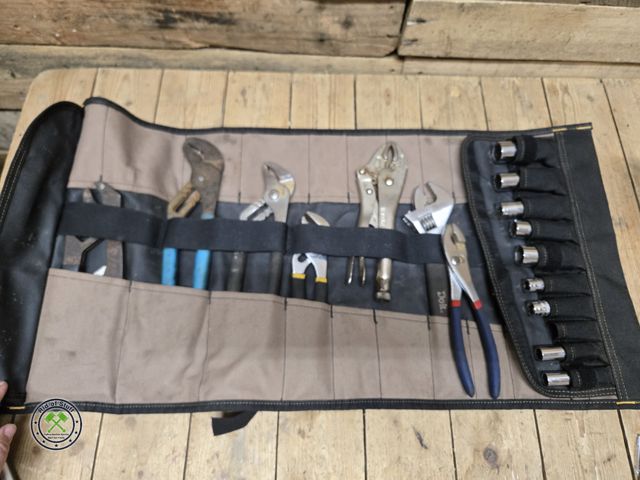 Lot 53-808 - Lot of Misc Wrenches in rolled up to go tool organizer (D2B)
