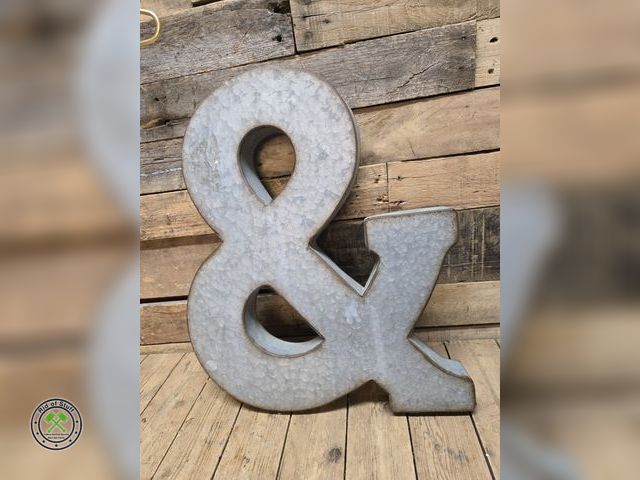 Lot 53-1029 - Large Galvanized Metal And Symbol Decor - Measures: 21"x16"
