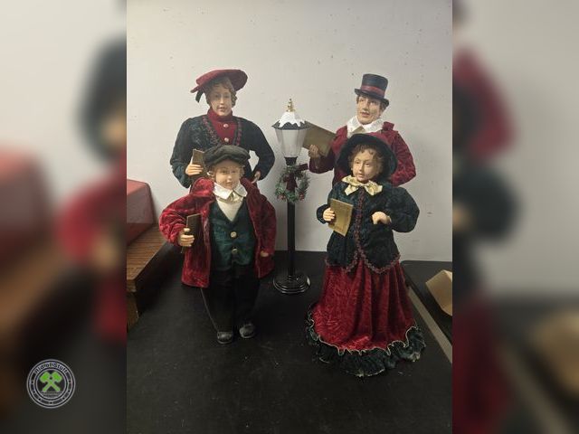 Lot 53-652 - Large Group of Caroler figurines and Lamp Post - Stands 21" and 27" Tall (BSMT)