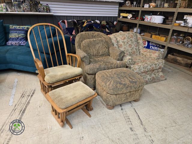 Lot 53-9560 - Rocking Chair with Ottoman and two lounge chairs - All comfy.