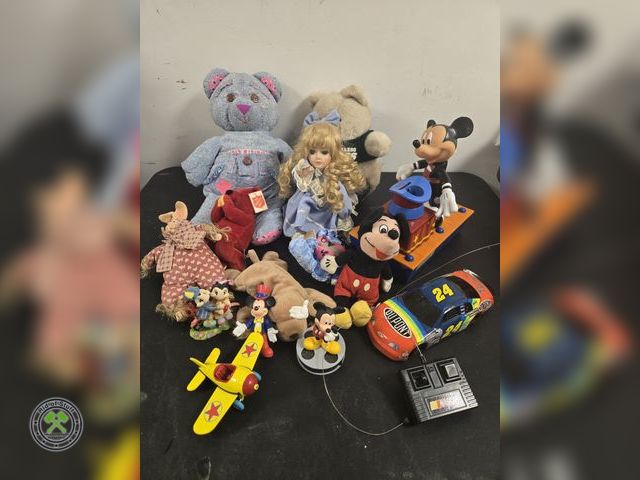 Lot 53-660 - Lot of Vintage Toys/Stuffed Animals - Doodle Bear, Beannie Babies, Jeff Gordan No 24 RC Car, Mickey ...