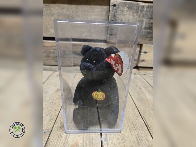 Lot 53-1038 - Black Halloween Beanie Baby In Plastic Case - Rare! (C15B)