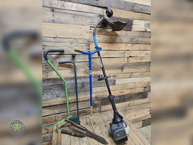 Lot 53-822 - Lot of Misc Garden Yard Hand Tools with Gas Powered Weed Whip