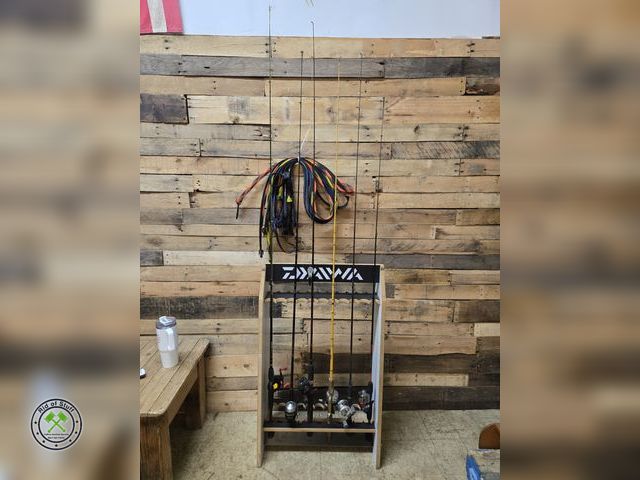 Lot 53-813 - Double Sided Fishing Pole Storage Cart - Holds 22 Fishing Poles - Comes with Fishing Pole Covers and...