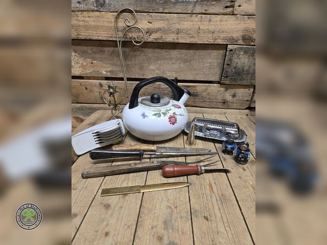 Lot 53-1030 - Kitchen/Household Misc Utensils, Whistling Teapot, Butter Dish and more!