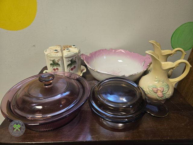 Lot 53-719 - Lot of Vintage Collectible Glassware and Pottery Pieces - Includes: Hull Pottery Vases, Purple Ancho...