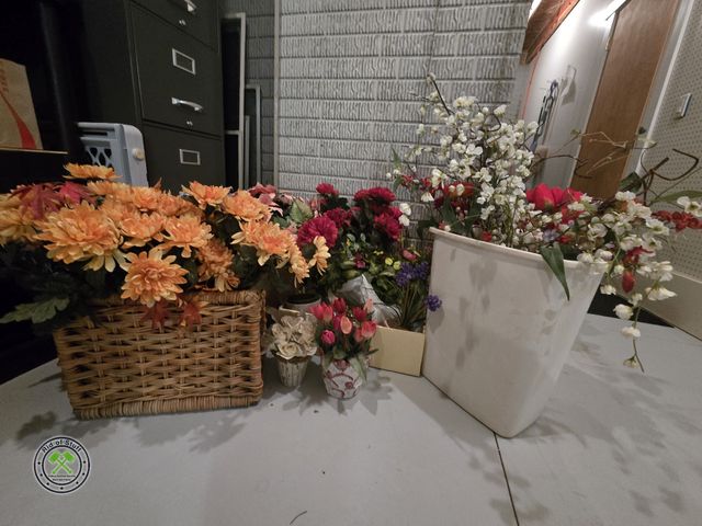 Lot 53-642 - Large Lot of Artificial Flower arrangements and loose artificial flowers for decoration