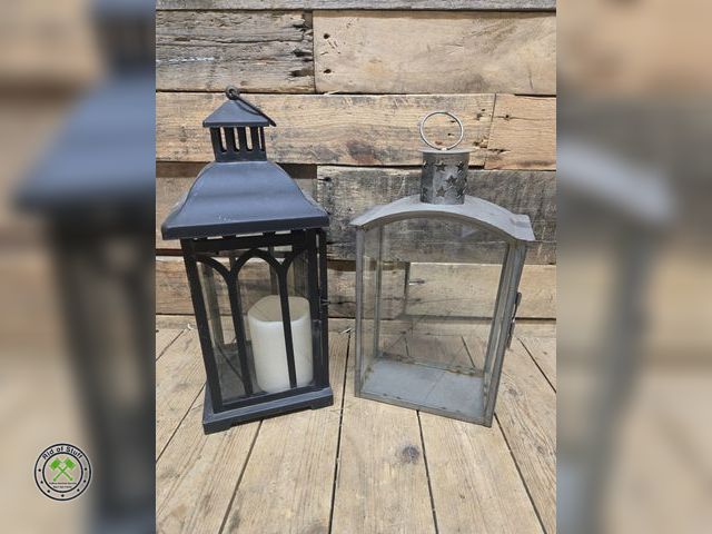 Lot 53-940 - Lot of (2) Metal Candle Lanterns (B5M)