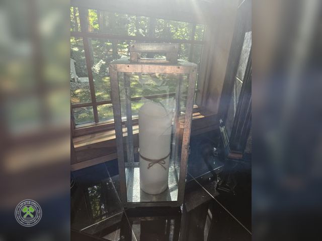 Lot 53-518 - Large Oversized Metal Candle Lantern with Battery Operated Candle - Measures: 9"x9"x21"