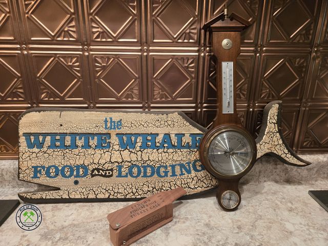 Lot 53-650 - Turkey Call, Weather Station and Wooden Whale Wall Decor