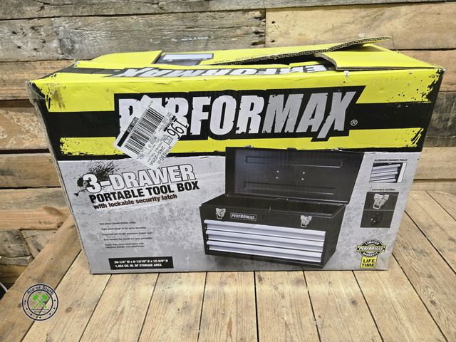 Lot 53-1008 - New Performax 3 Drawer Metal Tool Chest - Black (C15F)