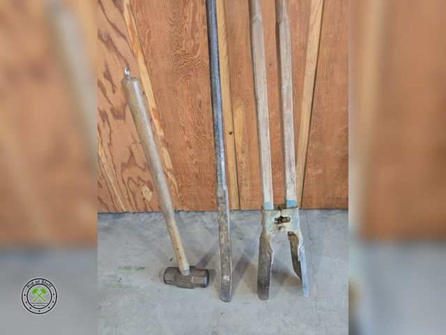 Lot 53-703 - Lot of Wooden handled Yard tools - Includes: Post Hole Digger, Sledgehammer and more