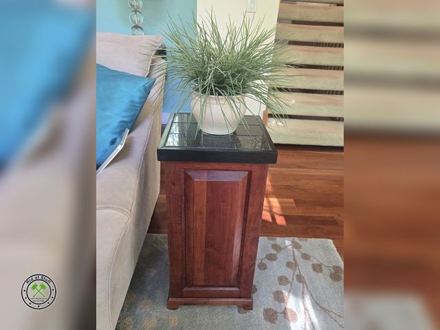 Lot 53-523 - Wooden Rectangular Side Piece with removable top for storage of all things with artificial plant - M...