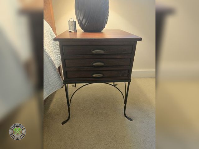 Lot 53-506 - Metal Leg Wooden 2 Drawer Night Stand Side Table - Measures: 20"x20"x26"