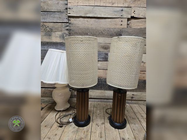 Lot 53-830 - Pair of MCM Table Lamps with Shades and Smaller Table Lamp (D1B)