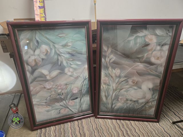 Lot 53-650 - Large 30"x46" Framed Floral Wall Paintings (BSMT-1)