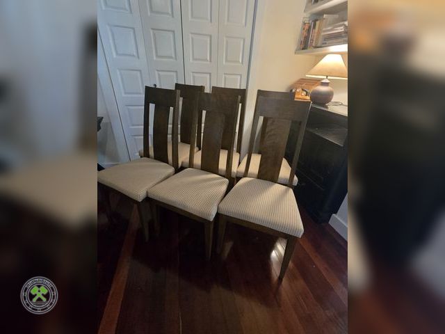 Lot 53-530 - 6 Matching Beige Padded Wooden Dining Room Chairs - All in excellent condition
