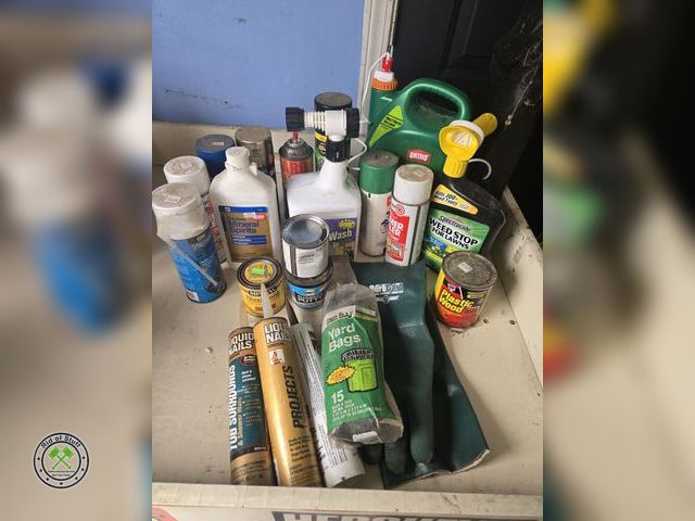 Lot 53-619 - Lot of chemicals, bug b gone, weed killer, caulk and more