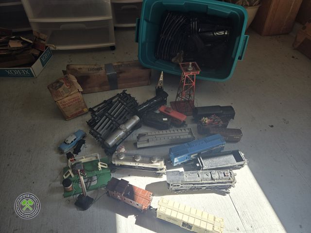 Lot 53-725 - Large lot of Vintage Metal Trains, Tracks, Lionel Trains, Original Boxes, Transformer, and more