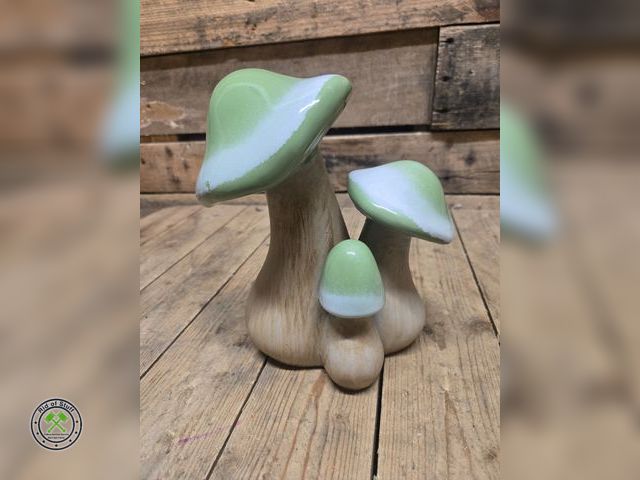 Lot 53-1018 - Triple Mushroom Home Decor Piece - Measures: 9" tall