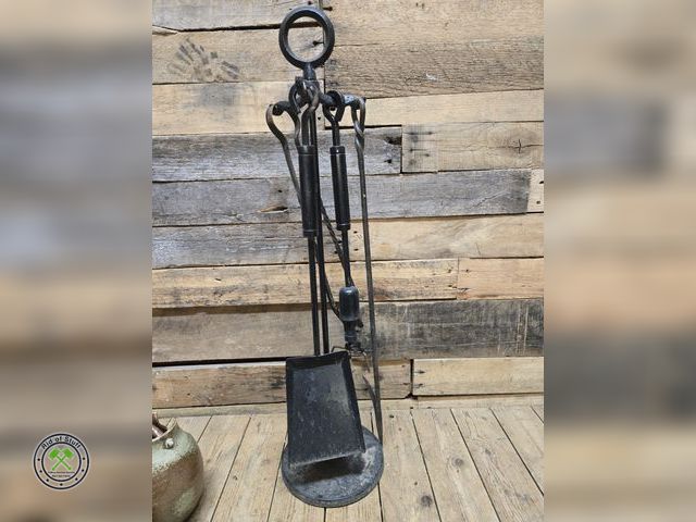 Lot 53-975 - Lot of Black Cast Iron Fireplace Tool Set
