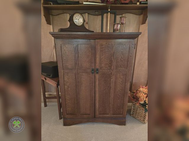 Lot 53-610 - Vintage Wooden Entertainment Center - Cabinet - Linen Storage - Measures: 41"x24"x53" with Linens - ...